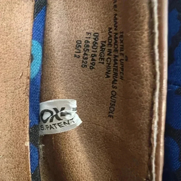 MERONA LOAFER FLAT FLOWER PRINT SHOES BLUE AND TAN FAUX LEATHER TRIM SIZE 8 - Picture 8 of 10